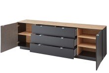 Lowboard >Core< in schwarz supermatt Dekor, MDF, Spannplatte - 240x77x44 (BxHxT)
