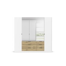 Drehtürenschrank >Davoa< in alpinweiß / Eiche Artisan / Spiegel - B/H/T: 226/210/54 cm