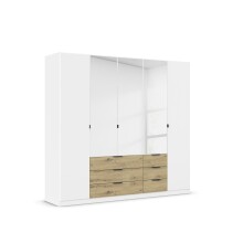 Drehtürenschrank >Davoa< in alpinweiß / Eiche Artisan / Spiegel - B/H/T: 226/210/54 cm