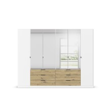Drehtürenschrank >Davoa< in alpinweiß / Eiche Artisan / Spiegel - B/H/T: 271/210/54 cm
