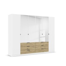 Drehtürenschrank >Davoa< in alpinweiß / Eiche Artisan / Spiegel - B/H/T: 271/210/54 cm