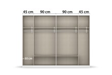 Drehtürenschrank >Davoa< in alpinweiß / Eiche Artisan / Spiegel - B/H/T: 271/210/54 cm