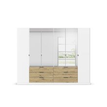 Drehtürenschrank >Davoa< in alpinweiß / Eiche Artisan / Spiegel - B/H/T: 271/210/54 cm