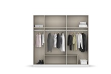 Drehtürenschrank >Davoa< in grau metallic / Eiche Artisan / Spiegel - B/H/T: 226/210/54 cm