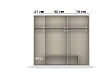 Drehtürenschrank >Davoa< in grau metallic / Eiche Artisan / Spiegel - B/H/T: 226/210/54 cm