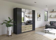 Drehtürenschrank >Davoa< in grau metallic /...