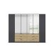 Drehtürenschrank >Davoa< in grau metallic / Eiche Artisan / Spiegel - B/H/T: 271/210/54 cm