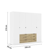 Drehtürenschrank >Davoa< in alpinweiß / Eiche Artisan - 226x210x54 (BxHxT)