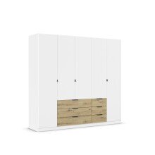 Drehtürenschrank >Davoa< in alpinweiß / Eiche Artisan - 226x210x54 (BxHxT)