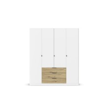 Drehtürenschrank >Davoa< in alpinweiß / Eiche Artisan - 181x210x54 (BxHxT)