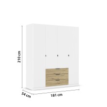 Drehtürenschrank >Davoa< in alpinweiß / Eiche Artisan - 181x210x54 (BxHxT)