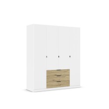 Drehtürenschrank >Davoa< in alpinweiß / Eiche Artisan - 181x210x54 (BxHxT)