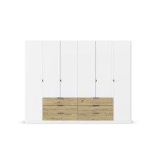Drehtürenschrank >Davoa< in alpinweiß / Eiche Artisan - 271x210x54 (BxHxT)