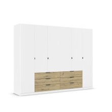 Drehtürenschrank >Davoa< in alpinweiß / Eiche Artisan - 271x210x54 (BxHxT)