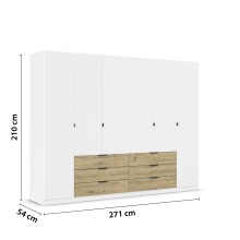 Drehtürenschrank >Davoa< in alpinweiß / Eiche Artisan - 271x210x54 (BxHxT)