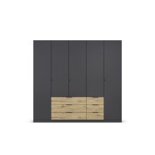 Drehtürenschrank >Davoa< in grau metallic / Eiche Artisan - 226x210x54 (BxHxT)