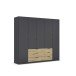 Drehtürenschrank >Davoa< in grau metallic / Eiche Artisan - 226x210x54 (BxHxT)