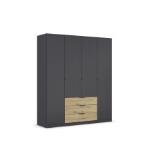 Drehtürenschrank >Davoa< in grau metallic / Eiche Artisan - 181x210x54 (BxHxT)