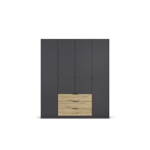 Drehtürenschrank >Davoa< in grau metallic / Eiche Artisan - 181x210x54 (BxHxT)