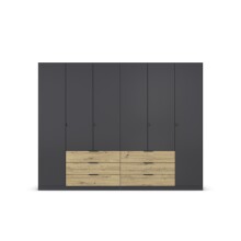 Drehtürenschrank >Davoa< in grau metallic / Eiche Artisan - 271x210x54 (BxHxT)