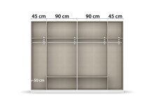 Drehtürenschrank >Davoa< in grau metallic / Eiche Artisan - 271x210x54 (BxHxT)