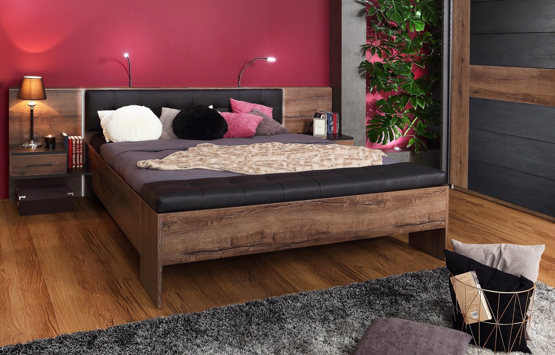 bettanlage >bellevue< in schwarz eiche/ schlammeiche - 284,6x96