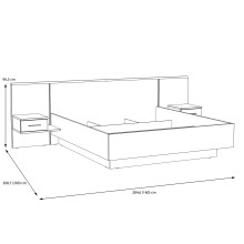 Bettanlage >Bellevue< in Schwarz Eiche/ Schlammeiche  - 284,6x96,5x208,7 (BxHxT)