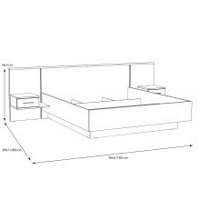 Bettanlage >Bellevue< in Schwarz Eiche/ Schlammeiche  - 284,6x96,5x208,7 (BxHxT)