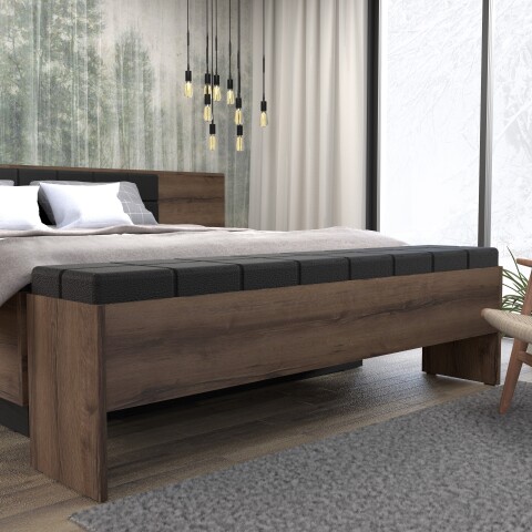 Sitzbank >Bellevue< in Schwarz Eiche/ Schlammeiche  - 185x54x34,8cm (BxHxT)