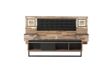 Bettanlage >Sirius Crown< in Stabeiche Dekor/Schwarz 266,8x119,7x234,5cm B/H/T