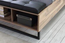 Bettanlage >Sirius Crown< in Stabeiche Dekor/Schwarz 266,8x119,7x234,5cm B/H/T