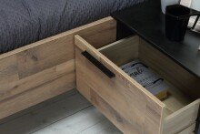 Bettanlage >Sirius Crown< in Stabeiche Dekor/Schwarz 266,8x119,7x234,5cm B/H/T
