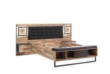 Bettanlage >Sirius Crown< in Stabeiche Dekor/ Schwarz - 287x119,7x234,7 (BxHxT)