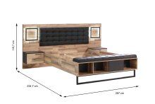 Bettanlage >Sirius Crown< in Stabeiche Dekor/ Schwarz - 287x119,7x234,7 (BxHxT)