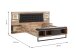 Bettanlage >Sirius Crown< in Stabeiche Dekor/ Schwarz - 287x119,7x234,7 (BxHxT)