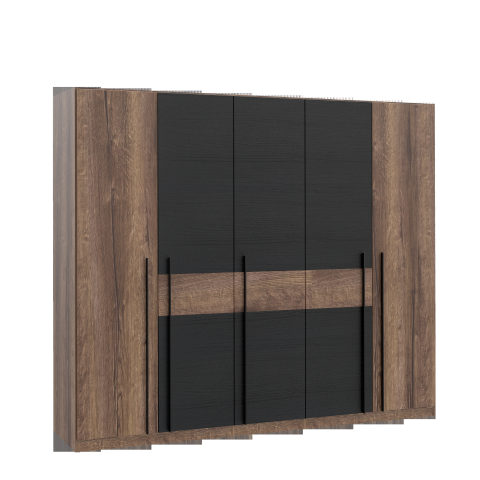 Kleiderschrank >Bellevue< in Schwarzeich / Schlammeiche Dekor - 260,8x220x62,3cm B/H/T