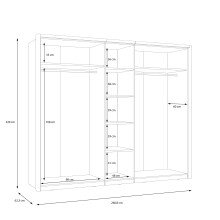 Kleiderschrank >Bellevue< in Schwarzeich / Schlammeiche Dekor - 260,8x220x62,3cm B/H/T