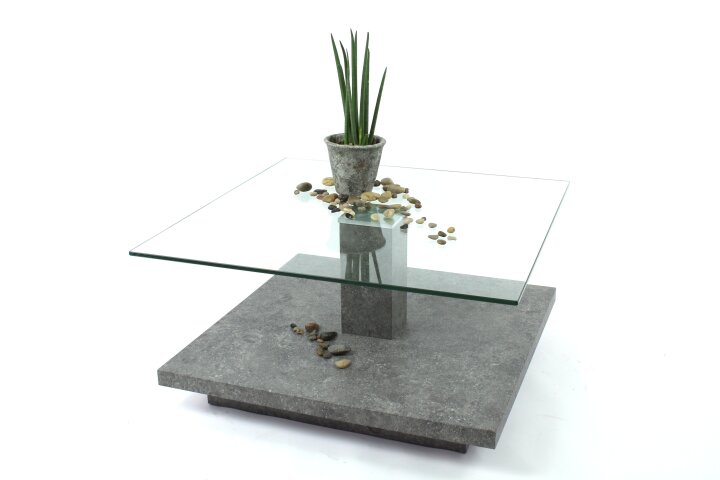 Couchtisch >4/207-30< in Stein Optik, MDF - 80x80x40cm (LxBxH)