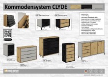 Kommode >Clyde< in kreidegrau matt lack - 122x90x45cm (BxHxT)