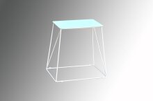 Beistelltisch >5/184-11< in Weiß, Glasplatte weiß lackiert - 45x40x30cm (BxHxT)