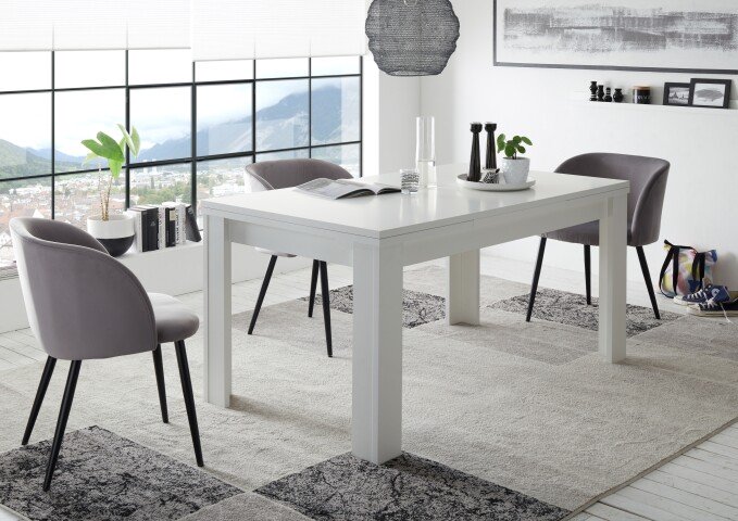 Kulissentisch >Monzi< (ausziehbar) in weiß matt - 160x78x90cm (BxHxT)