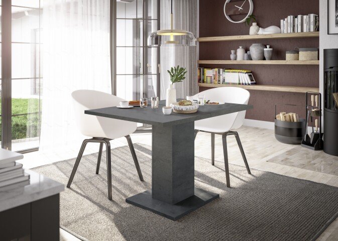 Säulen-Esstisch >Tap< (ausziehbar bis 160cm) in graphit - 120/160x76x80cm (BxHxT)