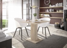 Säulen-Esstisch >Tap< (ausziehbar bis 120cm) in eiche sägerau - 80/120x76x80cm (BxHxT)