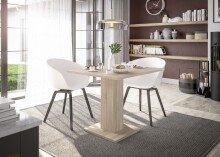 Säulen-Esstisch >Tap< (ausziehbar bis 120cm) in eiche sägerau - 80/120x76x80cm (BxHxT)