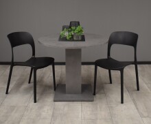 Säulen-Esstisch >Tap< (ausziehbar bis 130cm) in graphit - 90/130x76x90cm (BxHxT)