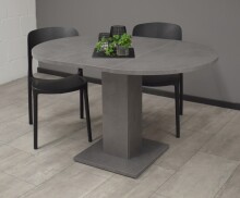 Säulen-Esstisch >Tap< (ausziehbar bis 130cm) in graphit - 90/130x76x90cm (BxHxT)