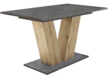 Säulen-Esstisch >Teo< (ausziehbar bis 180cm) in asteiche / graphit  - 140/180x76x80cm (BxHxT)