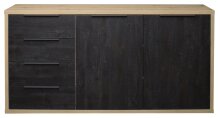 Sideboard >Clyde< in asteiche / flamed wood black -...