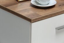 Bettanlage >Modern Way < in Stabeiche/Weiß Matt - 296,5x119,7x210cm (BxHxT)