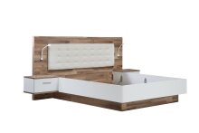 Bettanlage >Modern Way < in Stabeiche/Weiß Matt - 296,5x119,7x210cm (BxHxT)